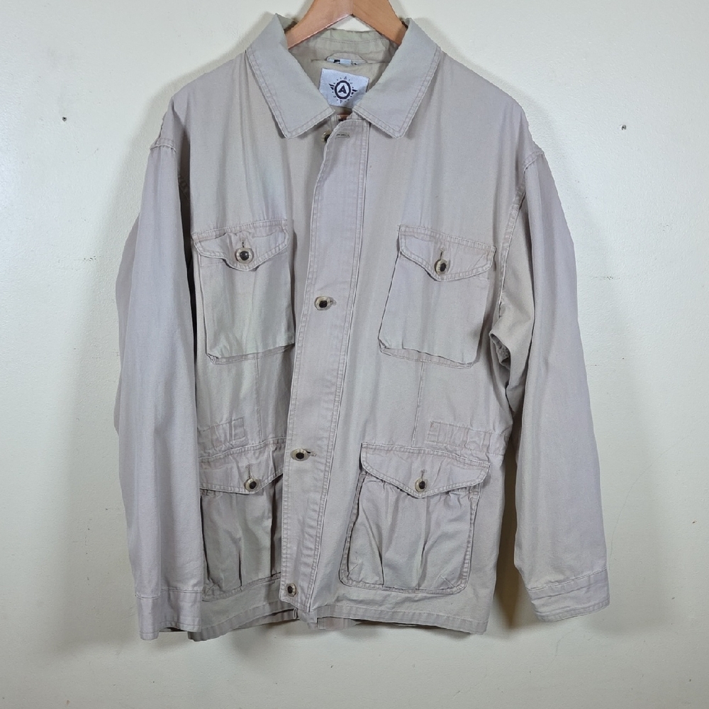 Vintage Aviator Brand Barn Style Coat Tan Size Medium Full Zip And Button READ